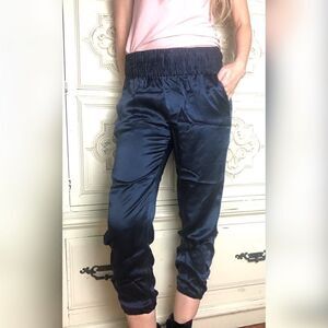 PAIGE dark blue silk jogger pants
